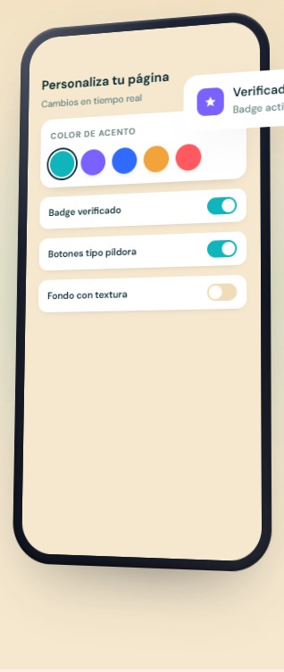 Editor de la página de perfil digital con la marca del negocio