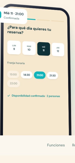 Reserva en tres toques